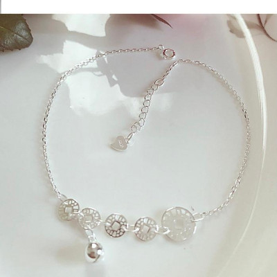 Lắc chân nữ bạc 925 bạc xinh - Chuỗi kim tiền may mắn RYBJ50089