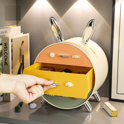 Kệ Đựng Mỹ Phẩm 3 Ngăn Hộp Đựng Phụ Kiện Bông Tai Hình Tai Thỏ Đa Năng Tiện Lợi