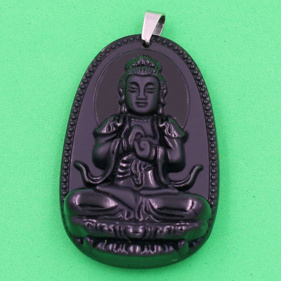 Mặt dây chuyền Như lai Đại nhật đen 3.6 cm kèm hộp nhung