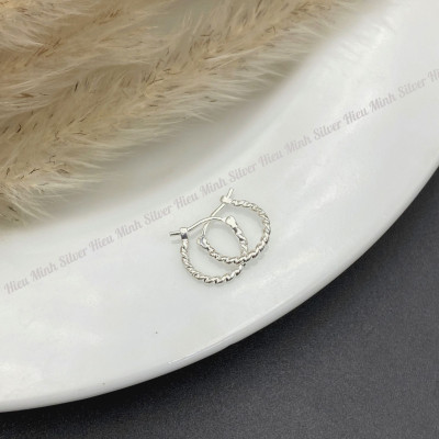 Khuyên Tai Bạc Tròn Chính Hãng Bạc Hiểu Minh HT387