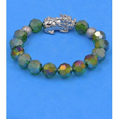 Chuỗi tay Pha Lê Xanh Đa Sắc cắt giác 10 ly Mix Tỳ Hưu inox 2 Bi VFLGXTHTRHB10 - Chuỗi tay thời trang phong thủy