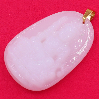 Mặt dây chuyền Văn Thù Bồ Tát thạch anh trắng 3.6cm - phật bản mệnh tuổi Mão - Mặt size nhỏ