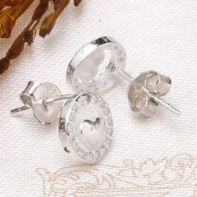 Bông tai bạc nữ trang sức bạc Ý S925 Bạc Xinh Huệ Ngân - Trái tim yêu thương RYE140811