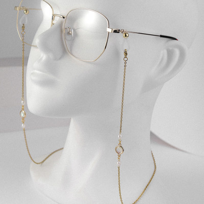 Phụ kiện kính chuỗi đeo kính ấn tượng phong cách Hàn Quốc mix đá và ngọc trai abs