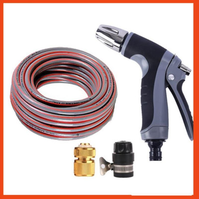 Bộ dây và vòi xịt tăng áp rửa xe tưới cây 7-10M(cút đồng nối nhựa đen) 206817