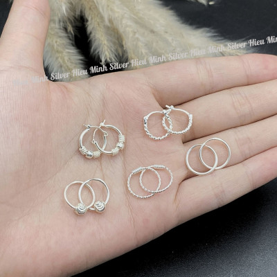 Khuyên Tai Bạc Tròn Chính Hãng Bạc Hiểu Minh HT387