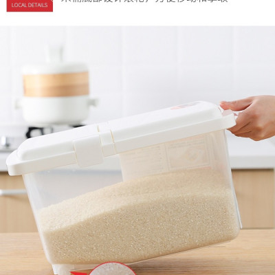 Combo  01 Thùng đựng gạo Inomata cao cấp 10kg (kèm ca đong) + 01 Muôi xới cơm Ion bạc kháng khuẩn, chống dính Nakaya  - Made in Japan