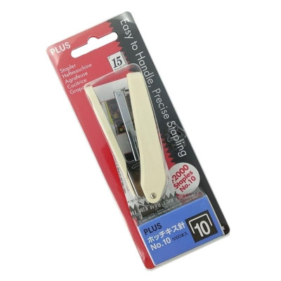 Bộ Bấm Kim Plus 30-016 TR OS 10E - Màu Trắng + 2 Hộp Kim No.10