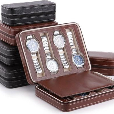 Hộp Đựng Đồng Hồ Du Lịch 8 Ngăn Kiểu Ví Da - Mã 108