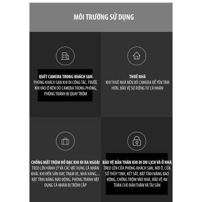 Máy Dò Camera Ẩn XM SMOOVIE Chống Quay Lén và Cảnh Báo Chống Trộm - Thiết Bị Dò Hồng Ngoại Phát Hiện Chuyển Động - Hàng chính hãng