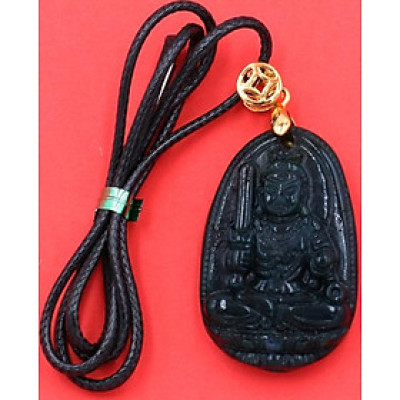 Vòng cổ Bất động minh vương cẩm thạch xanh đậm 3.6 cm