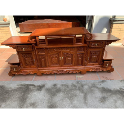 Kệ tivi giả cổ kiểu hàm ếch gỗ hương đá