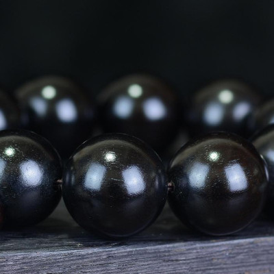 Set Vòng đeo tay Chuỗi Hạt Gỗ Mun Sừng, Kèm hộp đựng Gỗ lót lụa vàng.