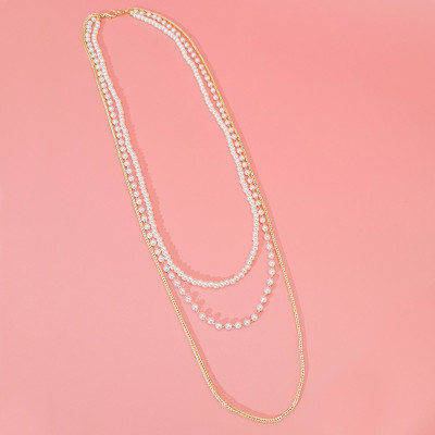 Dây chuyền đeo kính mắt 3 lớp layer phối chuỗi ngọc trai sang chảnh phụ kiện kính hot hit trend Âu Mỹ xu hướng thời trang mới