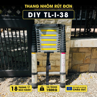 Thang nhôm rút đơn chữ I 3.8m DIY TL-I-38 Tiêu chuẩn EN131