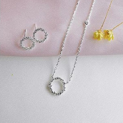 Bộ trang sức nữ 2 món mặt tròn đính đá Huyền thoại biển xanh