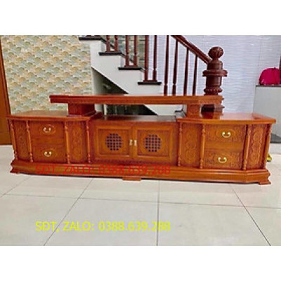 kệ tivi vát gỗ hương đá 2m4