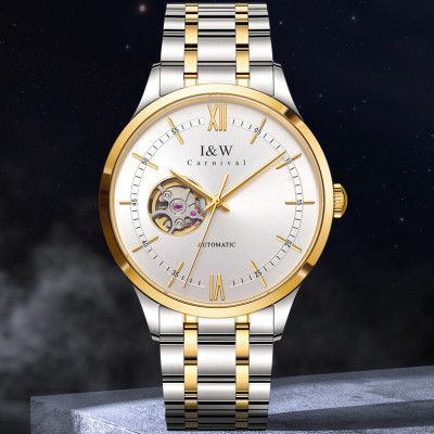 Đồng hồ nam chính hãng IW CARNIVAL IW570G-1 Kính sapphire ,chống xước ,Chống nước 30m ,Bảo hành 24 tháng,Máy cơ (Automatic),dây kim loại thép không gỉ 316L, thiết kế lộ cơ đơn giản dễ đeo