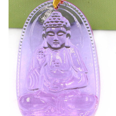 Vòng cổ phật A Di Đà pha lê tím 3.6cm - Phật bản mệnh tuổi Tuất, Hợi - Mặt size nhỏ