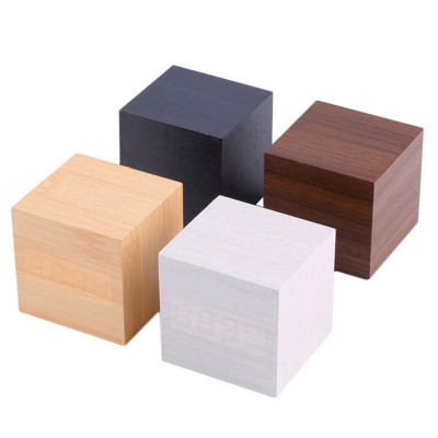 Đồng hồ LED để bàn hình hộp gỗ - Nhiệt kế - Báo thức - Cảm ứng âm thanh