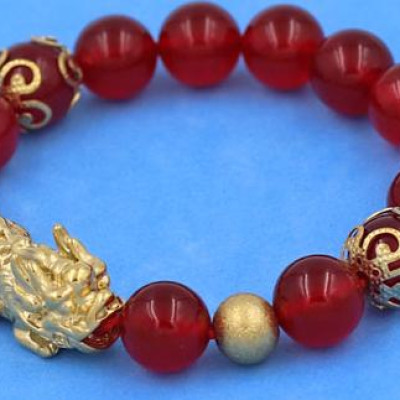 Chuỗi tay Thạch Anh Đỏ 10 ly mix Tỳ Hưu inox VTAOTHTRHKHB10 - hợp mệnh Hỏa, mệnh Thổ