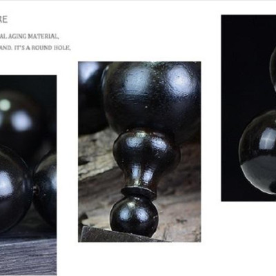 Set Vòng đeo tay Chuỗi Hạt Gỗ Mun Sừng, Kèm hộp đựng Gỗ lót lụa vàng.