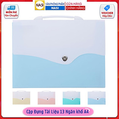 Cặp Đựng Tài Liệu Văn Phòng Phẩm NASI TL1002 nhiều ngăn khổ A4 13 ngăn phân trang tiện lợi tập file đựng lưu trữ hồ sơ văn phòng học sinh sinh viên túi đựng tài liệu nhựa PP cao cấp