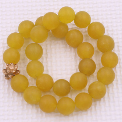 [Mệnh Kim, Thổ] Vòng Chuỗi Niệm Phật Đá Thạch Anh Vàng Mờ 14 Ly 27 Hạt Charm Hoa Sen Inox, Vòng Chuỗi Phật Giáo, Chuỗi Niệm Phật Hạt To - Phong Thủy 868