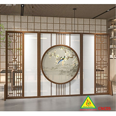 Bình phong gỗ khung tranh cắt CNC cho phòng khách, nhà bếp, nhà hàng, spa CNC05 - Nội thất lắp ráp Viendong Adv
