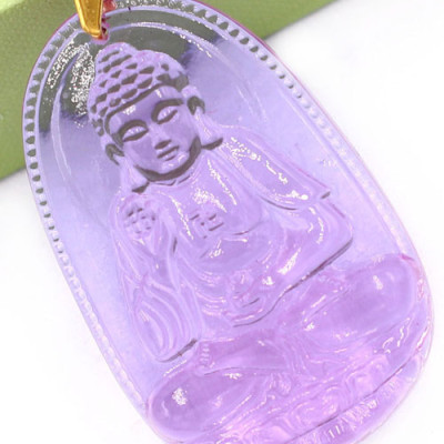 Vòng cổ phật A Di Đà pha lê tím 3.6cm - Phật bản mệnh tuổi Tuất, Hợi - Mặt size nhỏ