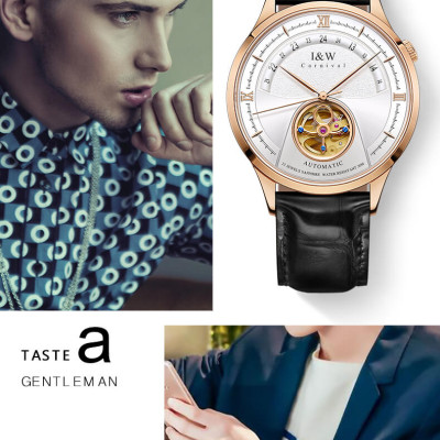 Đồng hồ nam chính hãng IW CARNIVAL IW525G-2 Kính sapphire ,chống xước,Chống nước 30m ,Bảo hành 24 tháng,Máy cơ (Automatic),Dây da cao cấp,thiết kế lộ cơ thể thao