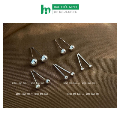 Khuyên Tai Bạc Ta Tròn Chốt Bấm Cá Tính Bạc Hiểu Minh HT385