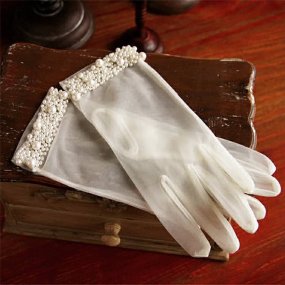 Găng tay trong suốt đính ngọc trai sang trọng cho Cô dâu và Dạ hội, đi tiệc, sự kiện, lễ hội, chụp ảnh MS: 43958