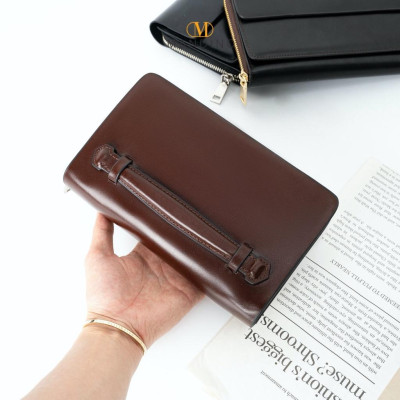 Clutch Ví Cầm Tay Nam, Nữ Mandino 2 Ngăn Khóa Kéo Da Bò Nappa Nhỏ Gọn Tiện Dụng CT521