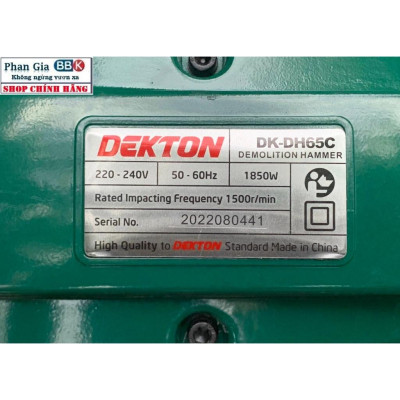 Máy chuyên  đục bê tông DEKTON DK-65C-Đường kính mũi 30mm-Công suất 1850W-Siêu khỏe.
