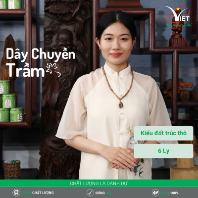 Dây Chuyền Trầm Hương Thiên Nhiên Kiểu Đốt Trúc Thô