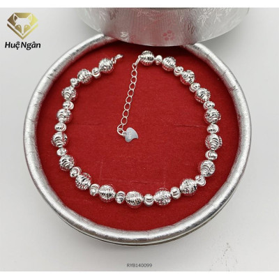 Lắc tay bạc 925 Huệ Ngân -Bi phay màu trắng RYB140099-T