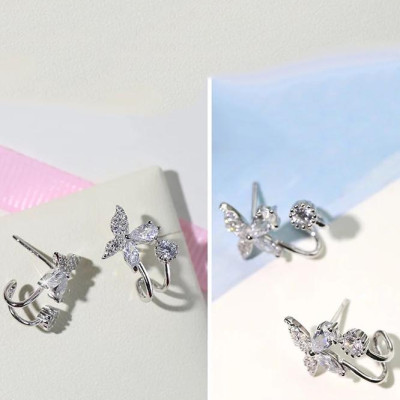 Bông tai bạc nữ trang sức bạc Ý S925 Bạc Xinh Huệ Ngân - Hoa đẹp RYE140958