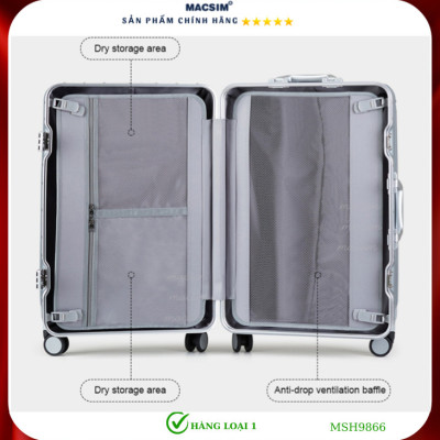 Vali cao cấp Macsim Hanke MSH9866 20 inch  màu xám - Hàng loại 1