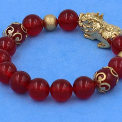 Chuỗi tay Thạch Anh Đỏ 10 ly mix Tỳ Hưu inox VTAOTHTRHKHB10 - hợp mệnh Hỏa, mệnh Thổ