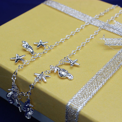 Lắc Chân Nữ Bạc Hiểu Minh LC171 Cá Ngựa Và Sao Biển