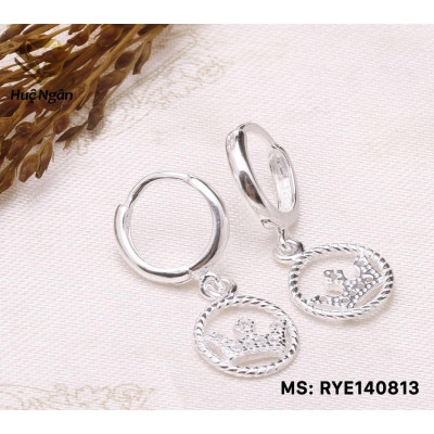 Bông tai bạc Ý 925 Huệ Ngân - Vương miện xinh RYE140813