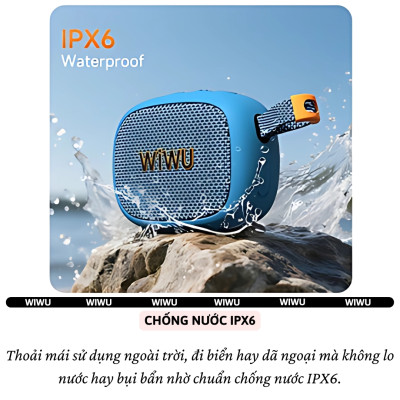 Loa di động thể thao magnetic bluetooth V5.4 kết nối không dây 10m, bass mạnh, chống nước IPx6 hiệu WIWU GO FUN - kết nối 2 loa TWS 1 chạm, sử dụng 21h liên tục cho iPhone iPad Oppo huawei Vivo - Hàng nhập khẩu