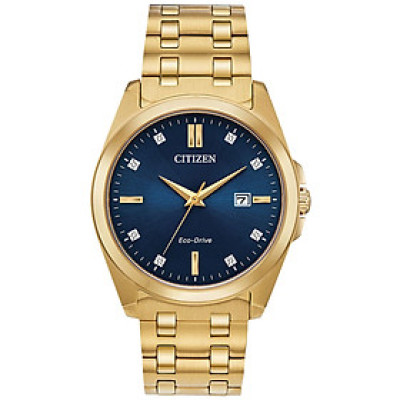Đồng Hồ Nam Citizen Đính Kim Cương Dây Kim Loại Máy Eco-Drive BM7103-51L - Mặt Xanh (Sapphire)