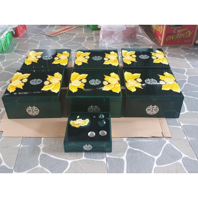 Mâm quả sơn mài cao cấp Thanh Bình Lê các loại quả vuông, tròn, trái tim và lục giác