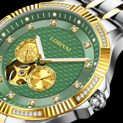 Đồng hồ nam chính hãng LOBINNI L19006-1 Kính sapphire,chống xước,Chống nước,BH 24 tháng,Máy cơ (Automatic) ,dây da xịn