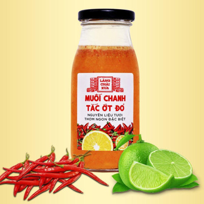 Muối ớt đỏ chanh tắc cao cấp Làng Chài Xưa, nguyên liệu tươi, thơm ngon đặc biệt, chai thủy tinh 300gr
