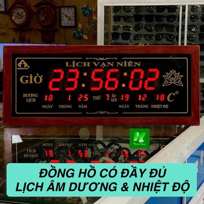 Đồng hồ LED LỊCH VẠN NIÊN khung gỗ TRỌNG TÍN MH8039 size 72x5x30cm đẹp sang trọng bền bỉ