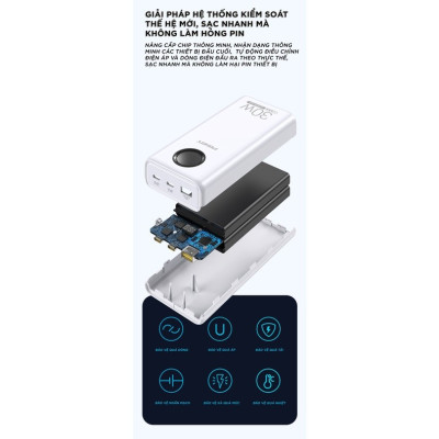 Pin dự phòng PISEN  Pin dự phòng PISEN  TS-D337 QUICK Power Cube 20000mAh, công suất 30W sạc nhanh hai chiều - Hàng chính hãng QUICK Power Cube 20000mAh, công suất 30W sạc nhanh hai chiều - Hàng chính hãng