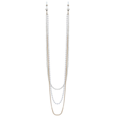 Dây chuyền đeo kính mắt 3 lớp layer phối chuỗi ngọc trai sang chảnh phụ kiện kính hot hit trend Âu Mỹ xu hướng thời trang mới